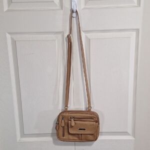 Multi Sac Faux Leather Adjustable Crossbody Bag - Lots Of Pockets - Tan